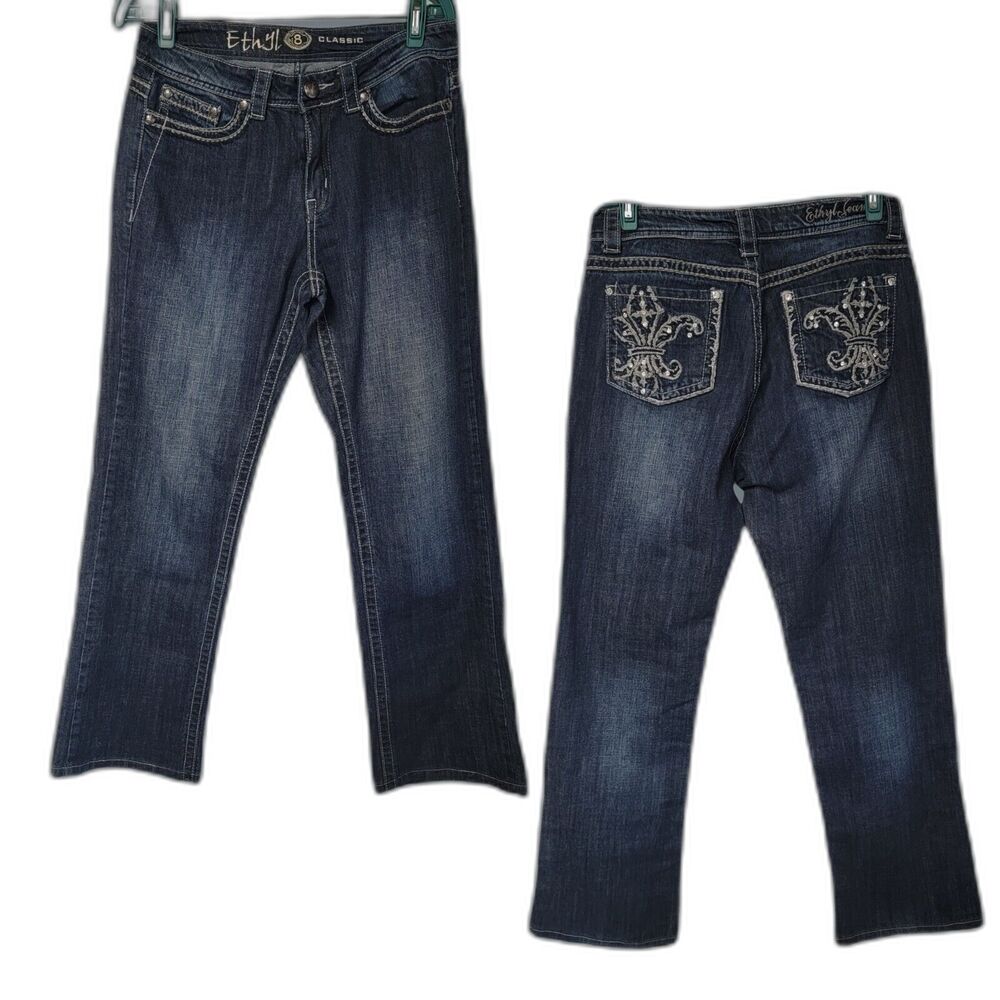 ETHYL‎ Jeans Rhinestones Stretch 8 Straight Western
